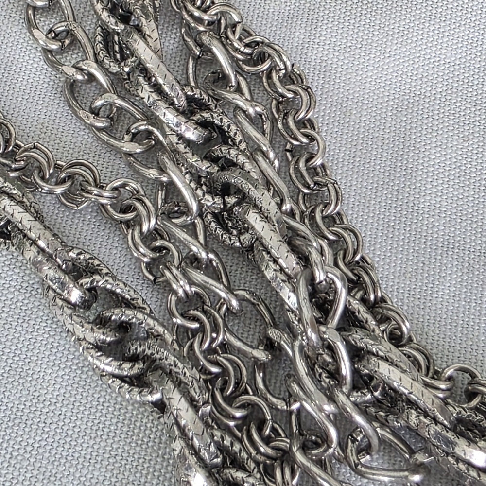 Statement Silver Multi Chain Necklace with Large Cross Pendant & Earrings Set - Picture 8 of 13